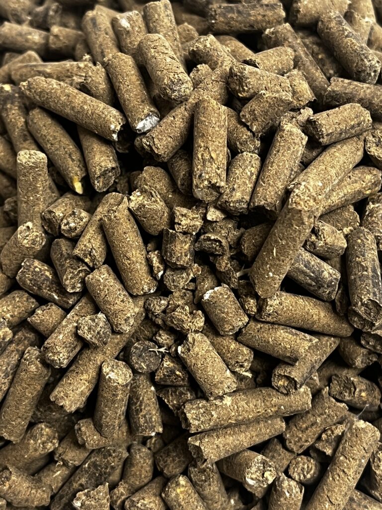 close-up view of OMRI listed chicken manure pellets for sale