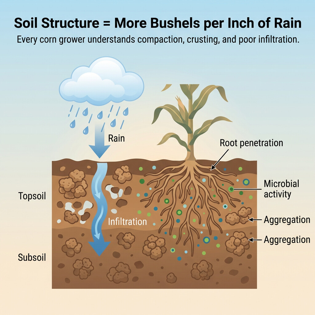 illustration demonstrating how effective our premium poultry carbon compost retains rain to nourish the crop